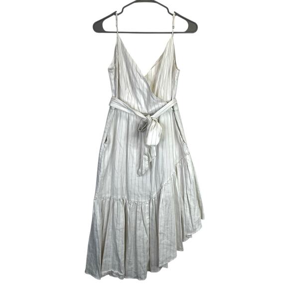 Marissa Webb Kierra Linen Blend Pinstriped Midi dress white - 4 - Picture 2 of 11